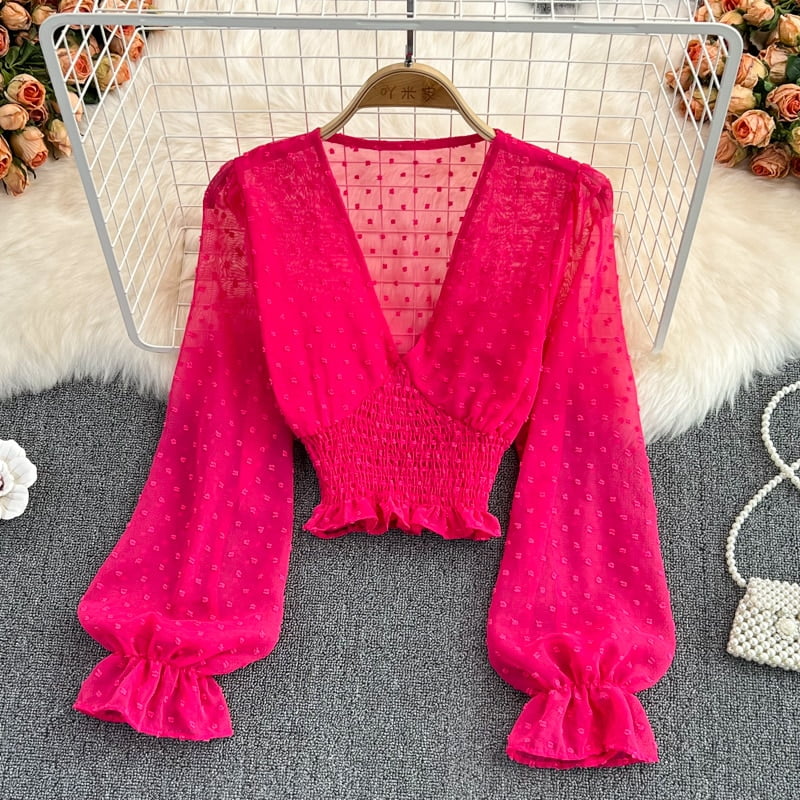 Chemisier Court Col Longues Femme Pois