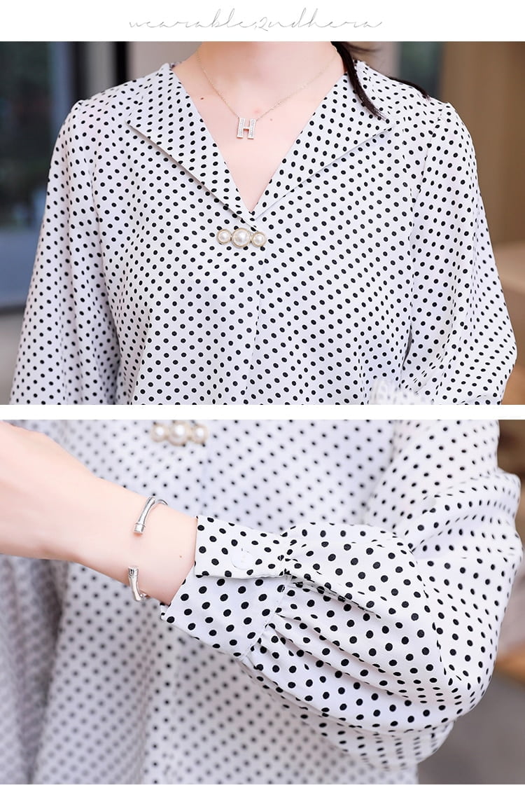 Chemise Manches Longues Femme Pois – Image 6