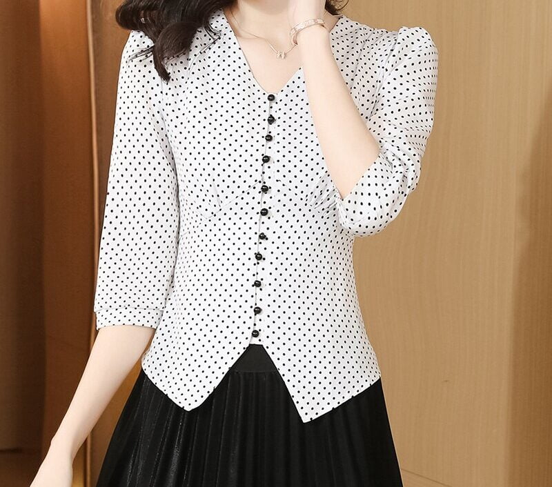 Chemise Imprimée Femme Élégante Courte Bureau