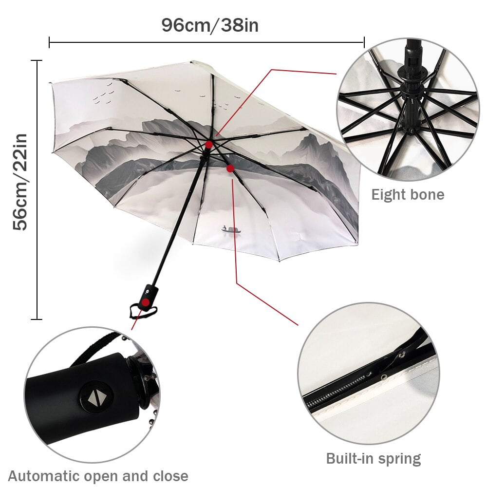 Parapluie Automatique Pois Rouge Beige – Image 6