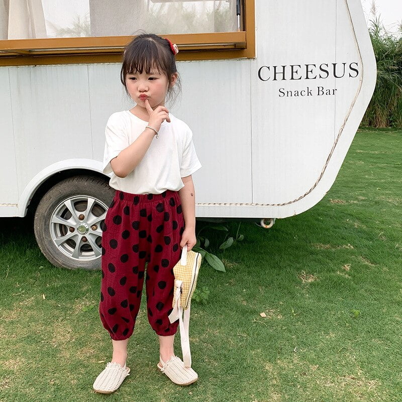 Pantalon Été Enfants Pois Léger Confortable – Image 5