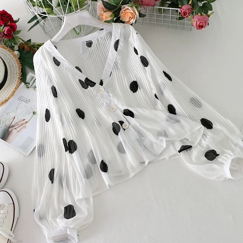 Chemise Mousseline Femme Manches Lanterne – Image 2