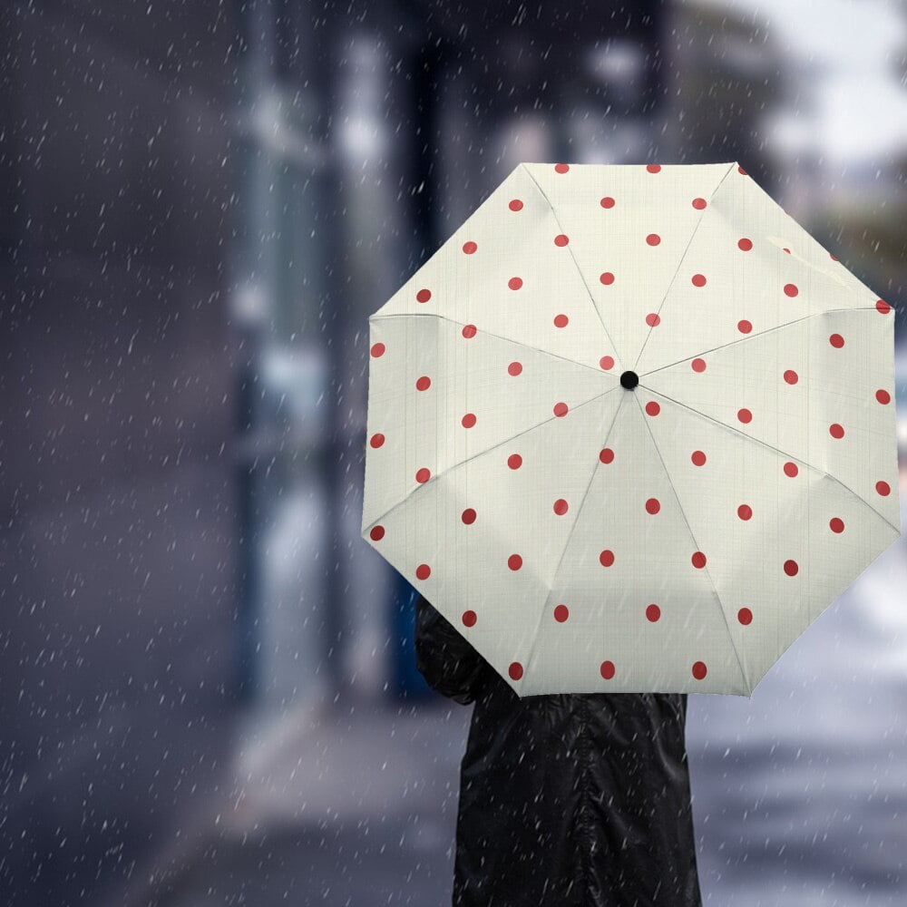 Parapluie Automatique Pois Rouge Beige – Image 3