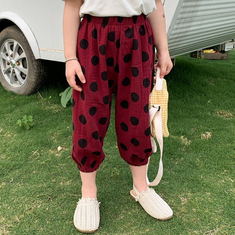 Pantalon Été Enfants Pois Léger Confortable – Image 3