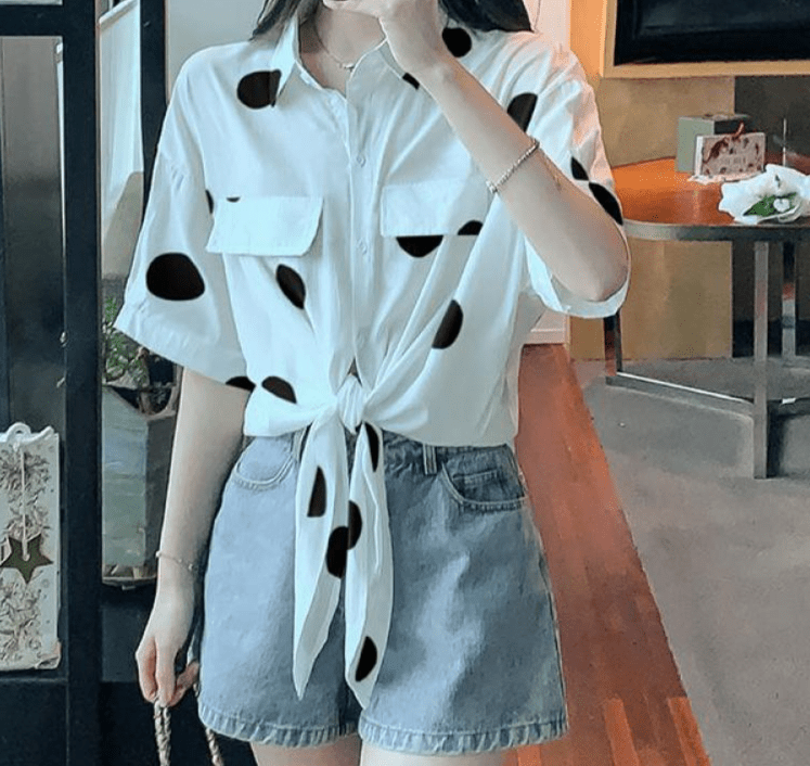 « Chemise Manches Courtes Pois Femmes » – Image 2