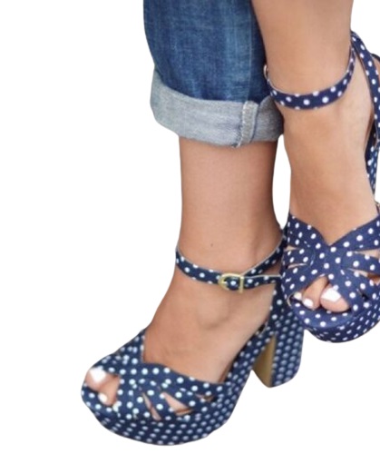 Sandales Talons Épais Slingback Pois Femme